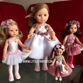 Bábiky baletky majú trblietavé topy a nariasené, vrstvené sukničky. Ozdobené 3D kvetmi na šatách aj vo vláskoch. Na nohách...